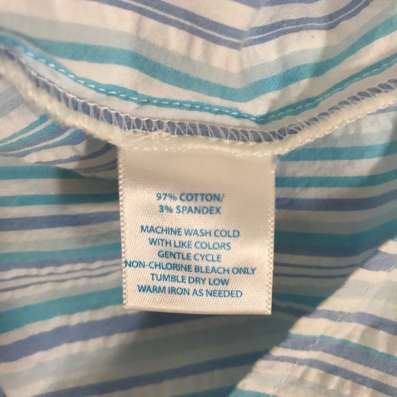 Southern Tide Marina Stripe Seersuscker Button-Front Popover Tunic Blue White - Picture 4 of 13